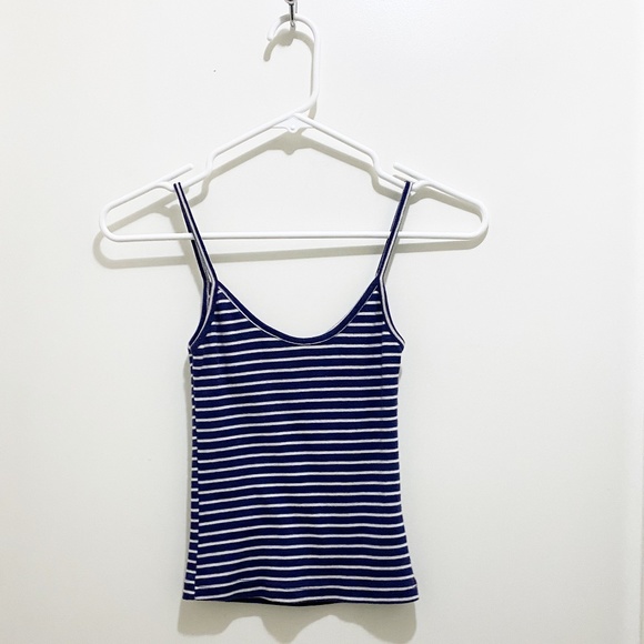 Le Chateau Striped Spaghetti Strap Tank Top Blue White XS - Picture 4 of 8